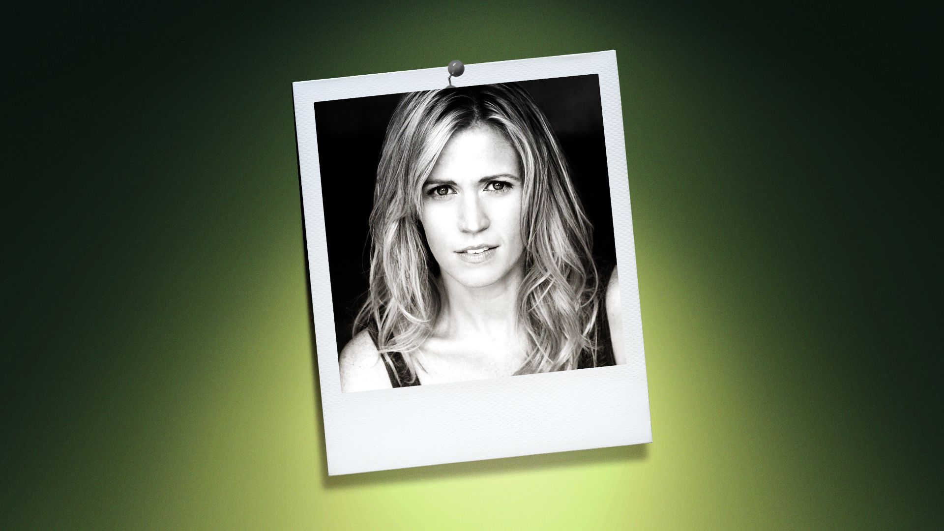 Photo illustration of Lauren Kennedy Brady in a polaroid photo.
