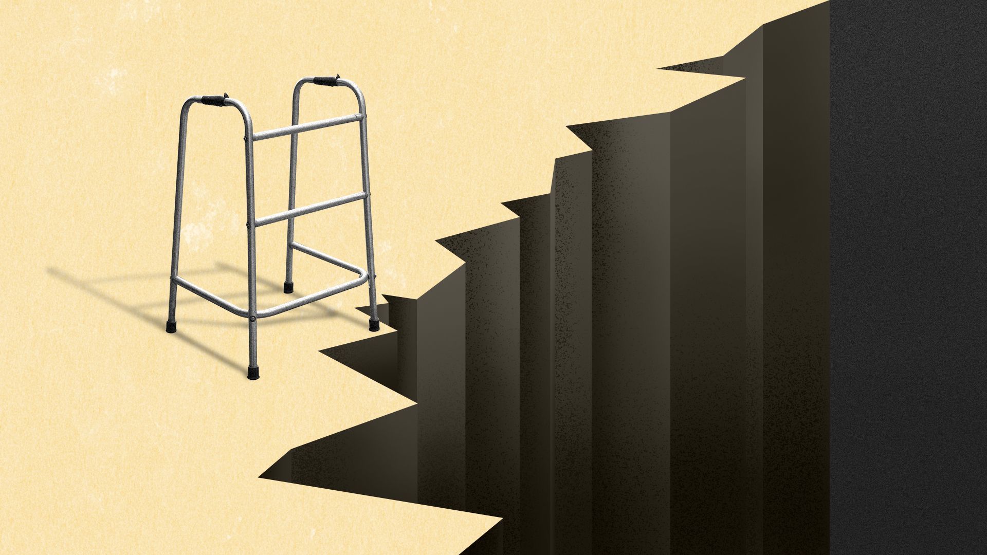 Illustration of a walker on the edge of a cliff.