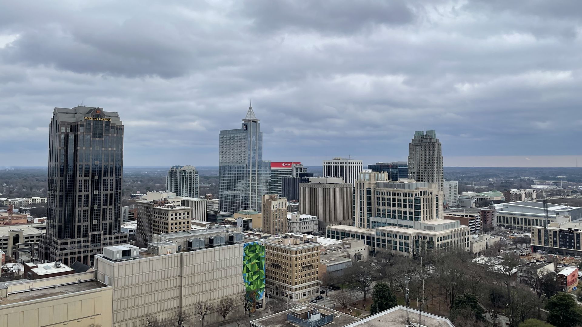 Downtown Raleigh on a cloudy day. 