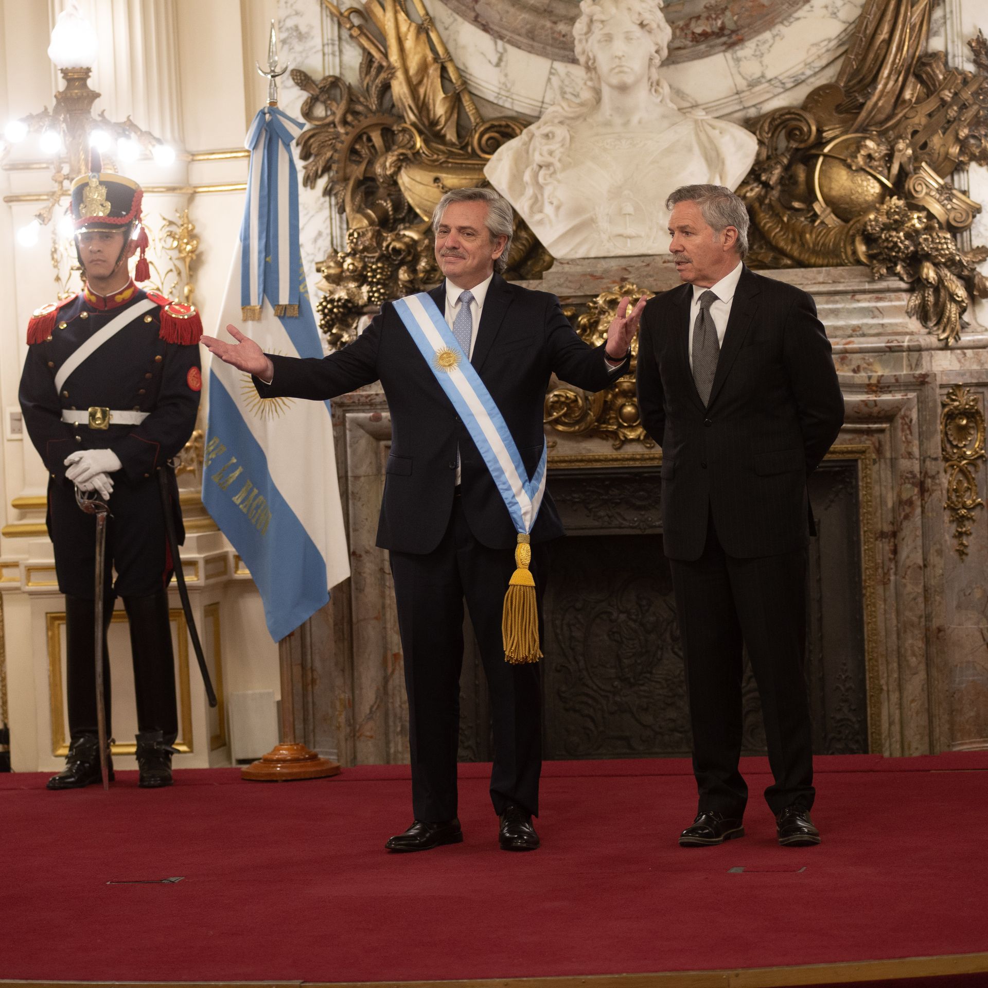 Alberto Fernandez standing inside Argentina's National Congress