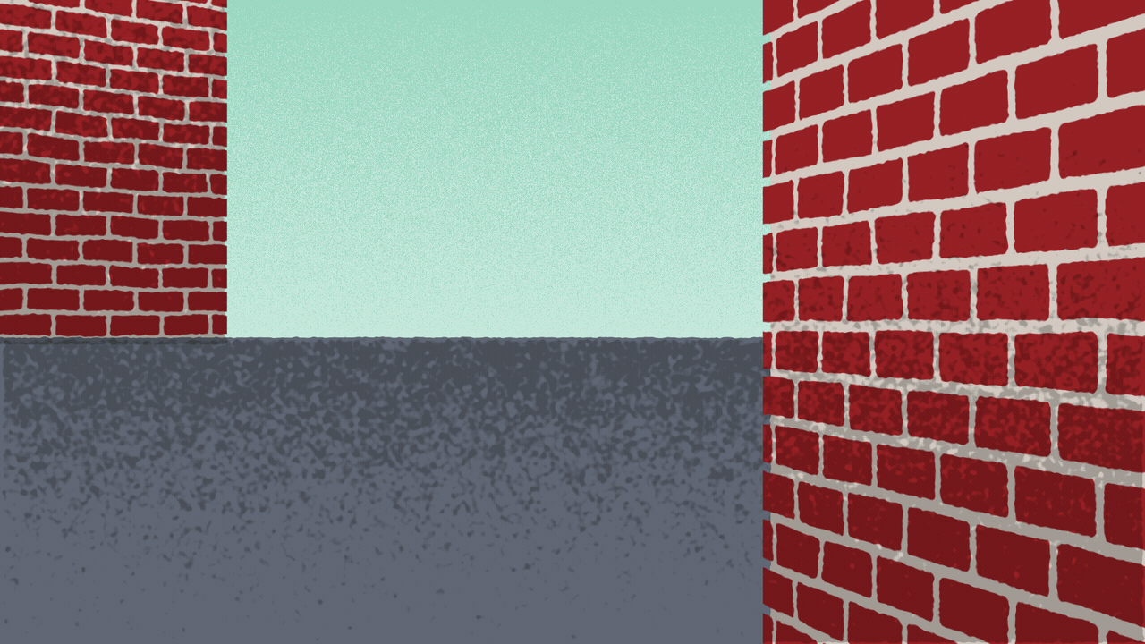 Illustration of a street scene with an Axios logo with eyes peeking around corners and looking at the reader.