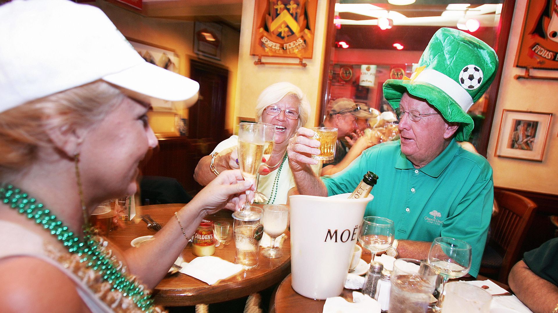 St. Patrick's Day revelers celebrate at an Irish pub in Miami.