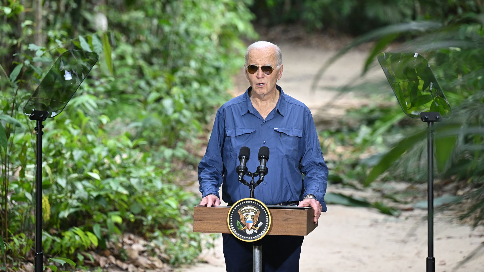 President Joe Biden speaks after signing a proclamation designating November 17 as International Conservation Day during a tour of the Museu da Amazonia as he visits the Amazon Rainforest in Manaus, Brazil, on November 17, 2024, before heading to Rio de Janeiro for the G20 Summit. 