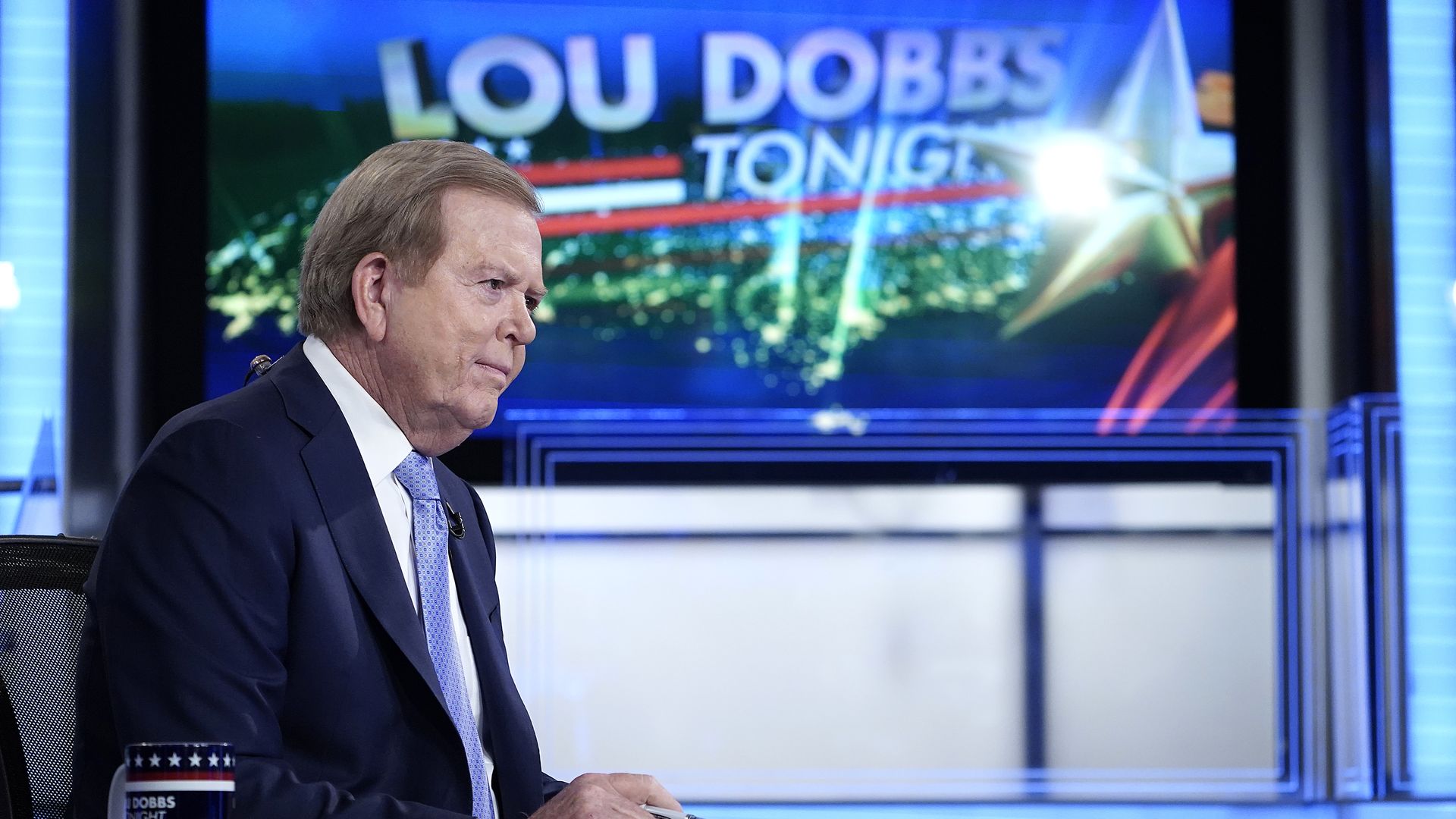 Lou Dobbs on the set of "Lou Dobbs Tonight" in September 2019.