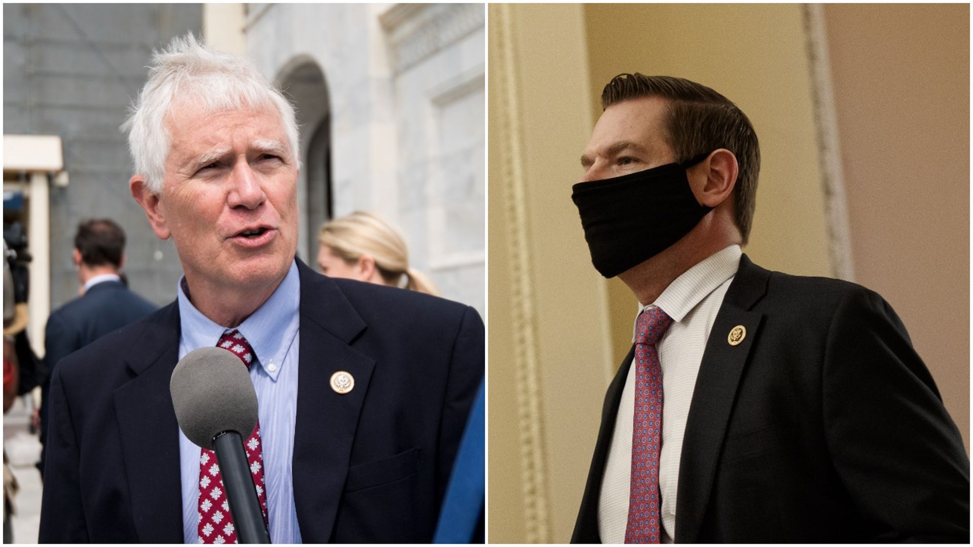 Combination images of Reps. Mo Brooks and Eric Swalwell