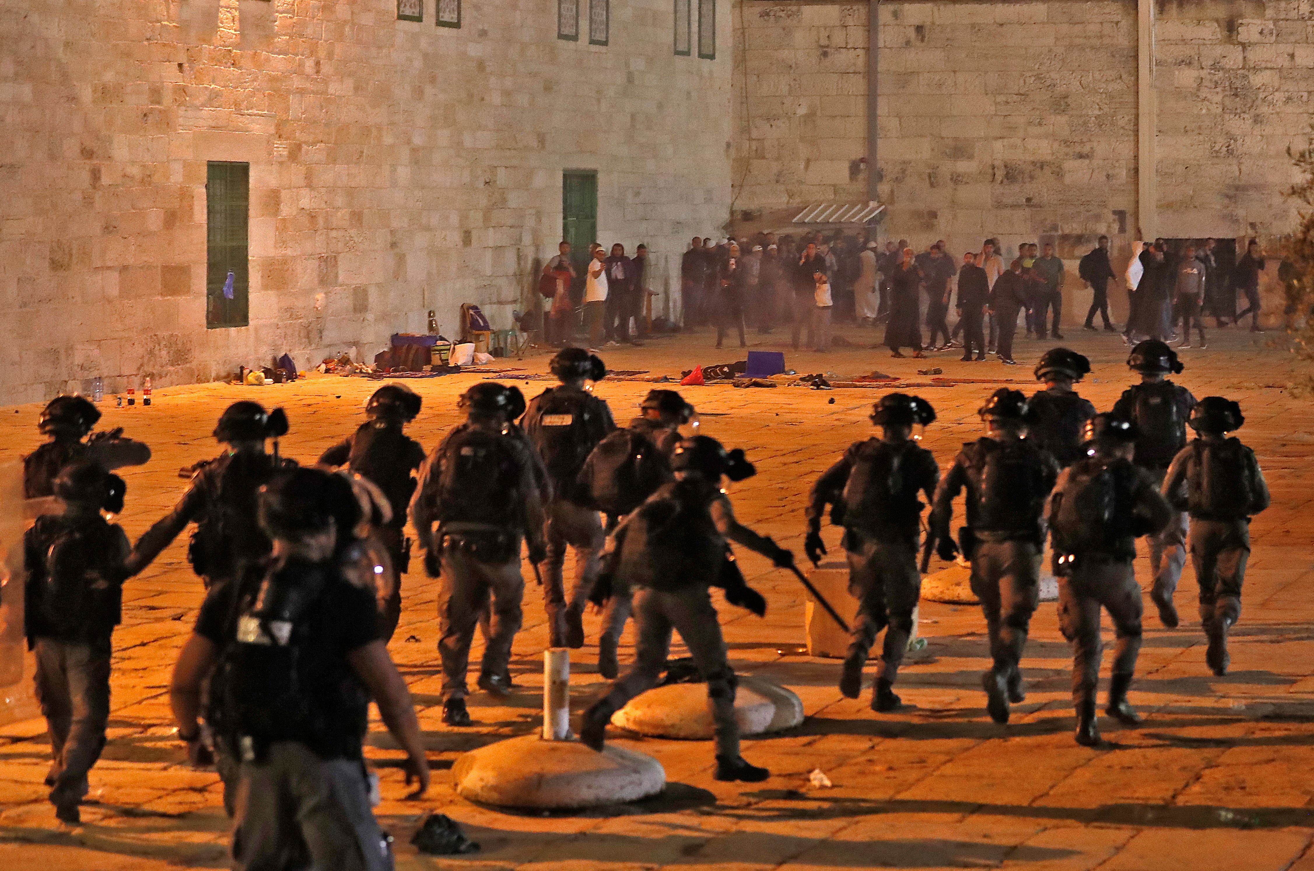 Israeli police clash with Palestinians in Jerusalem. 