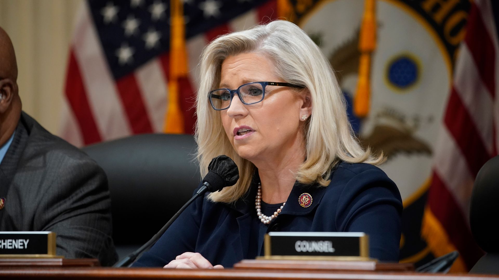 Representative Liz Cheney, a Republican from Wyoming, speaks during a hearing of the Select Committee to Investigate the January 6th Attack on the US Capitol.
