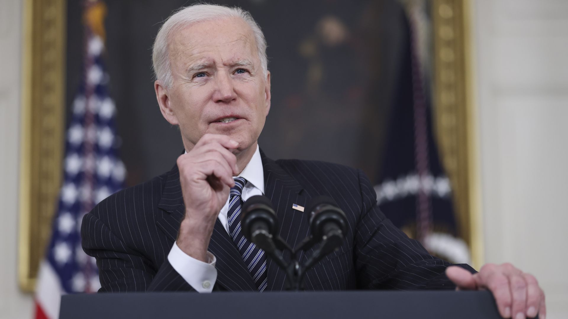 President Biden speaking in the White House on April 6.