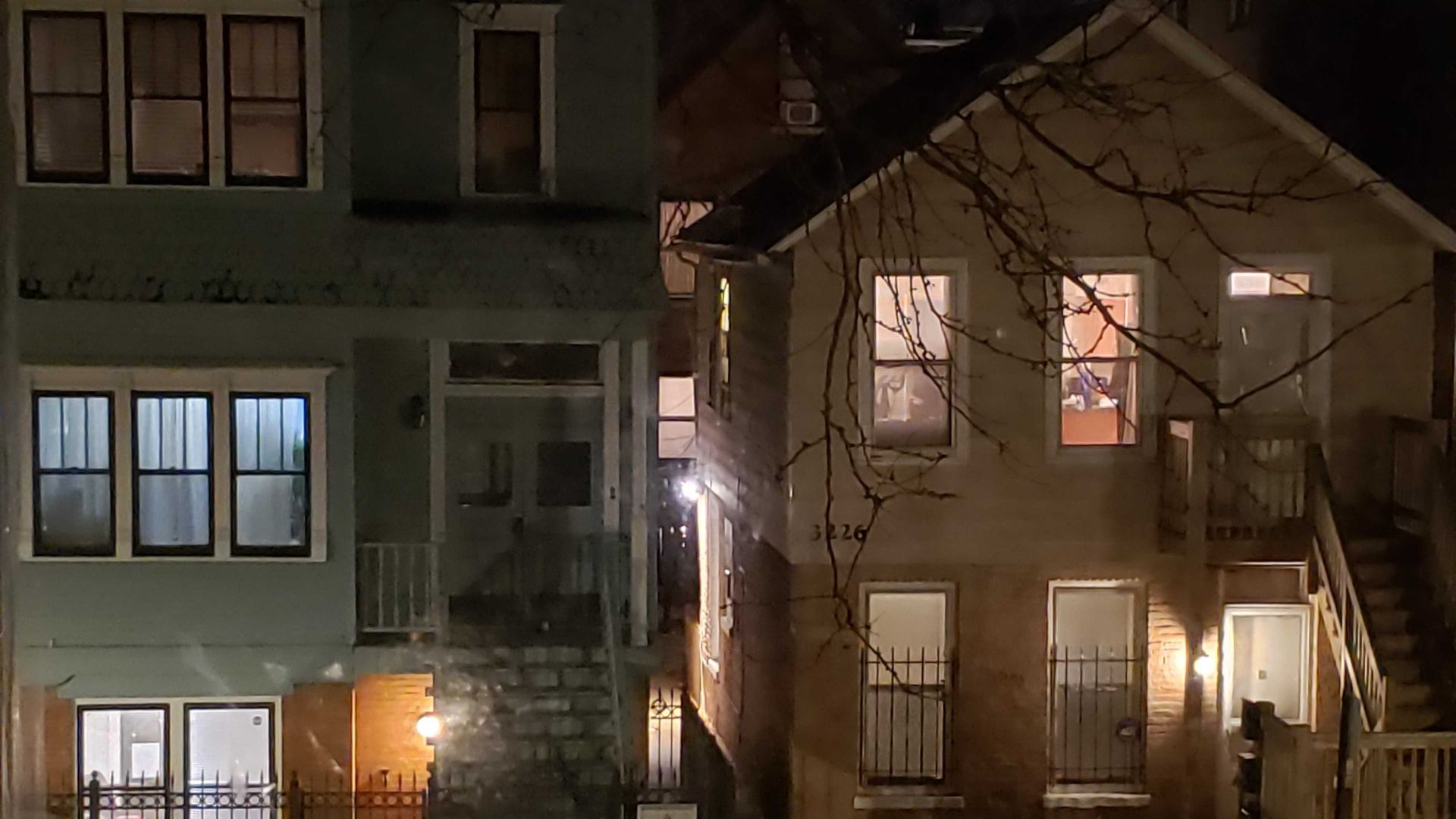 House at night.