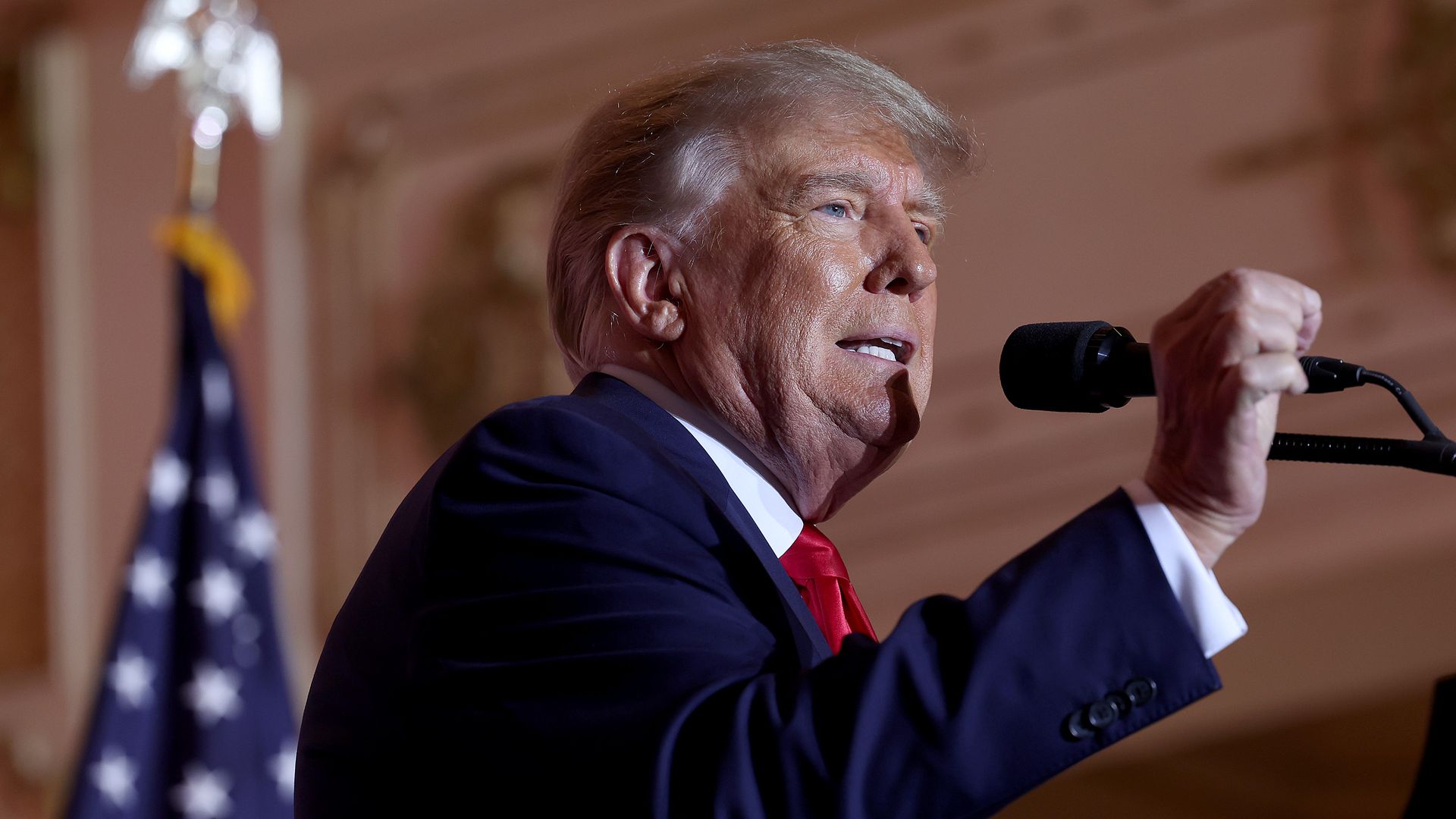 Former President Trump speaking in Palm Beach, Florida, in November 2022.