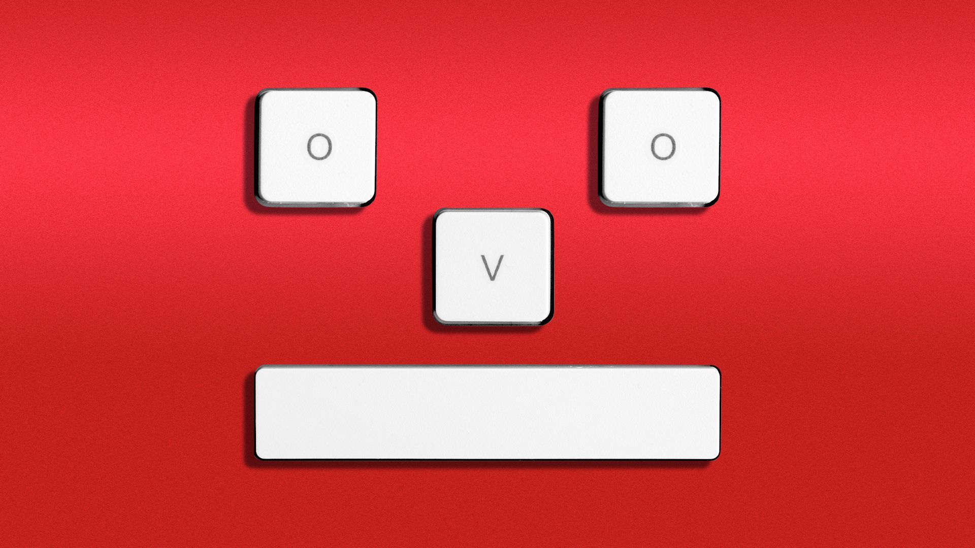 Illustration showing computer keys forming a face.