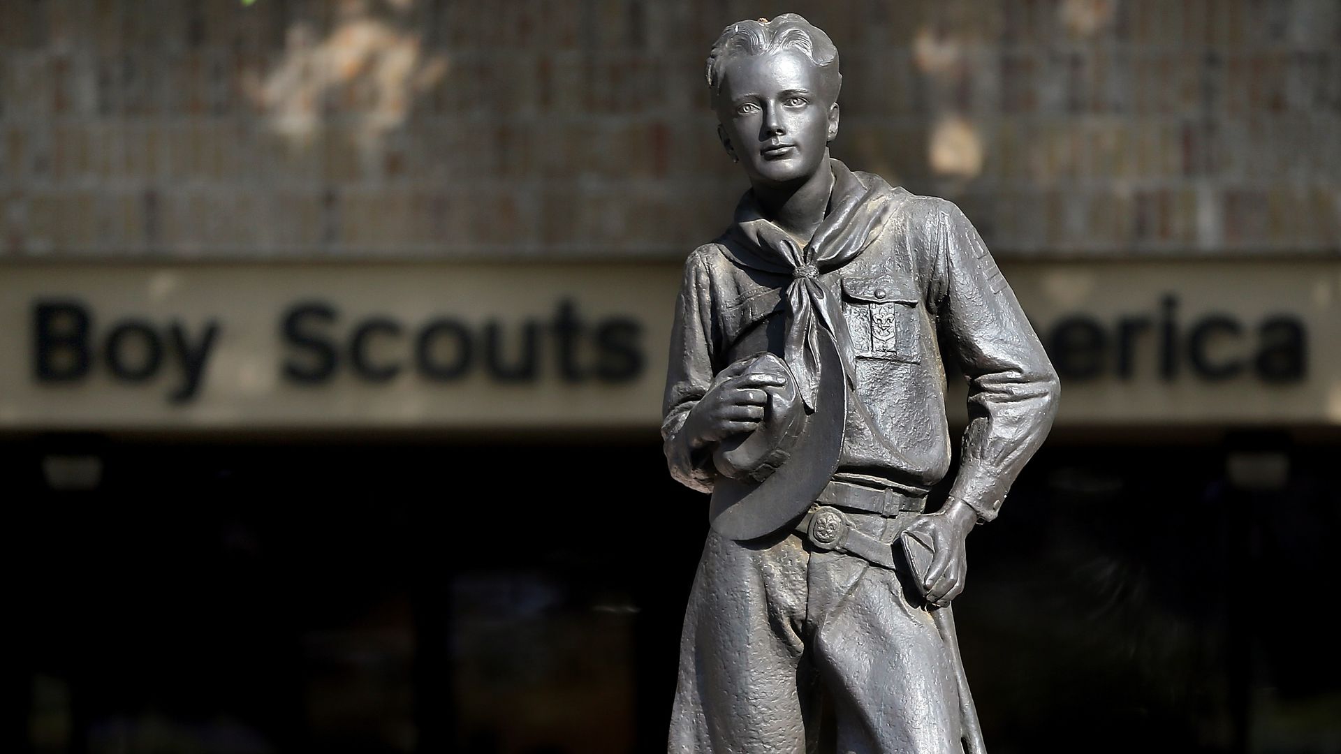 A statue outside the Boy Scouts headquarters