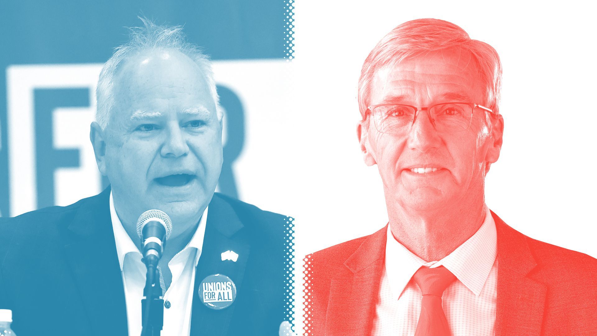 Photo illustration of Minnesota Governor Tim Walz and Dr. Scott Jensen