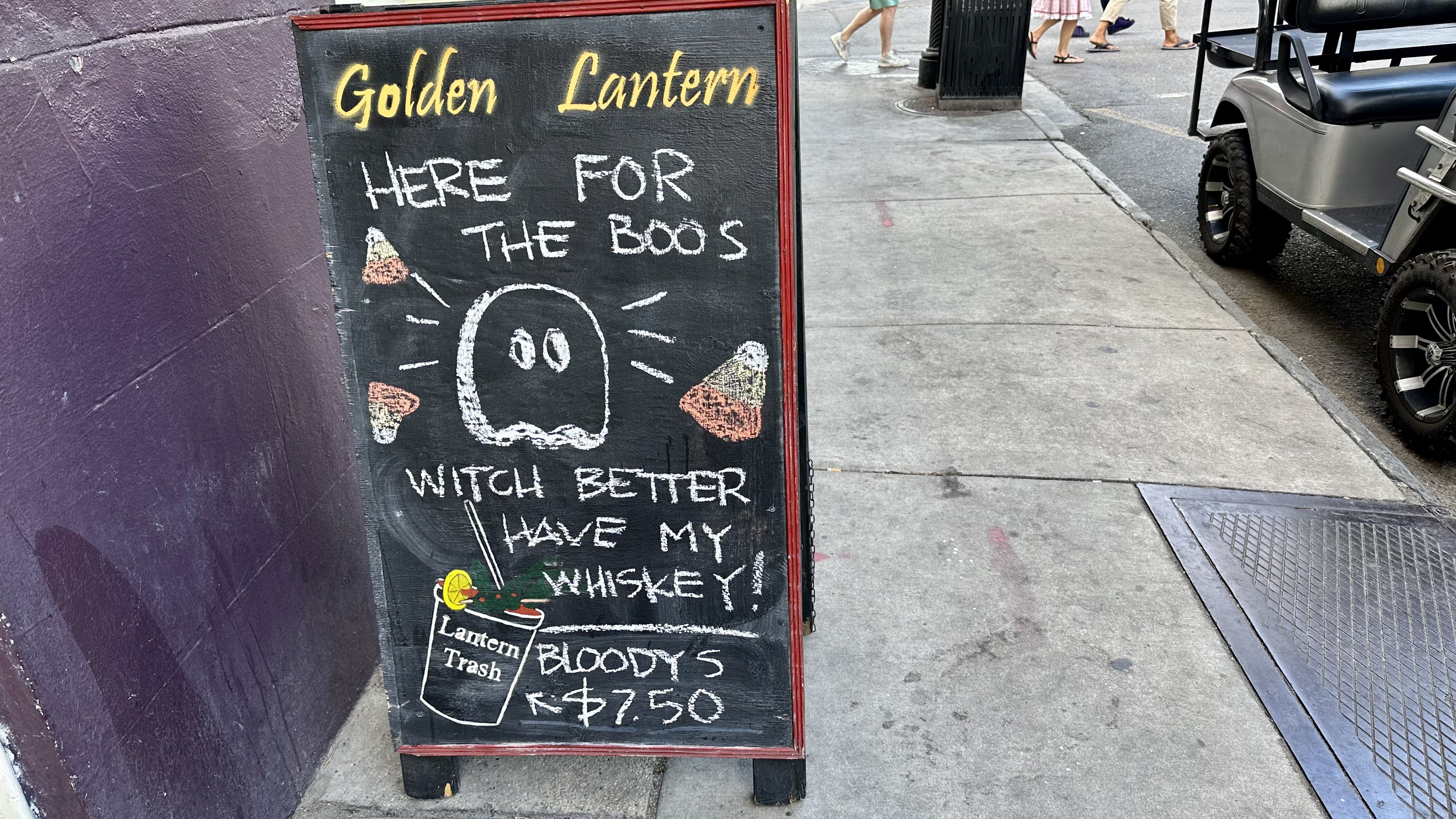 Photo shows the Halloween-themed drink board at Golden Lantern