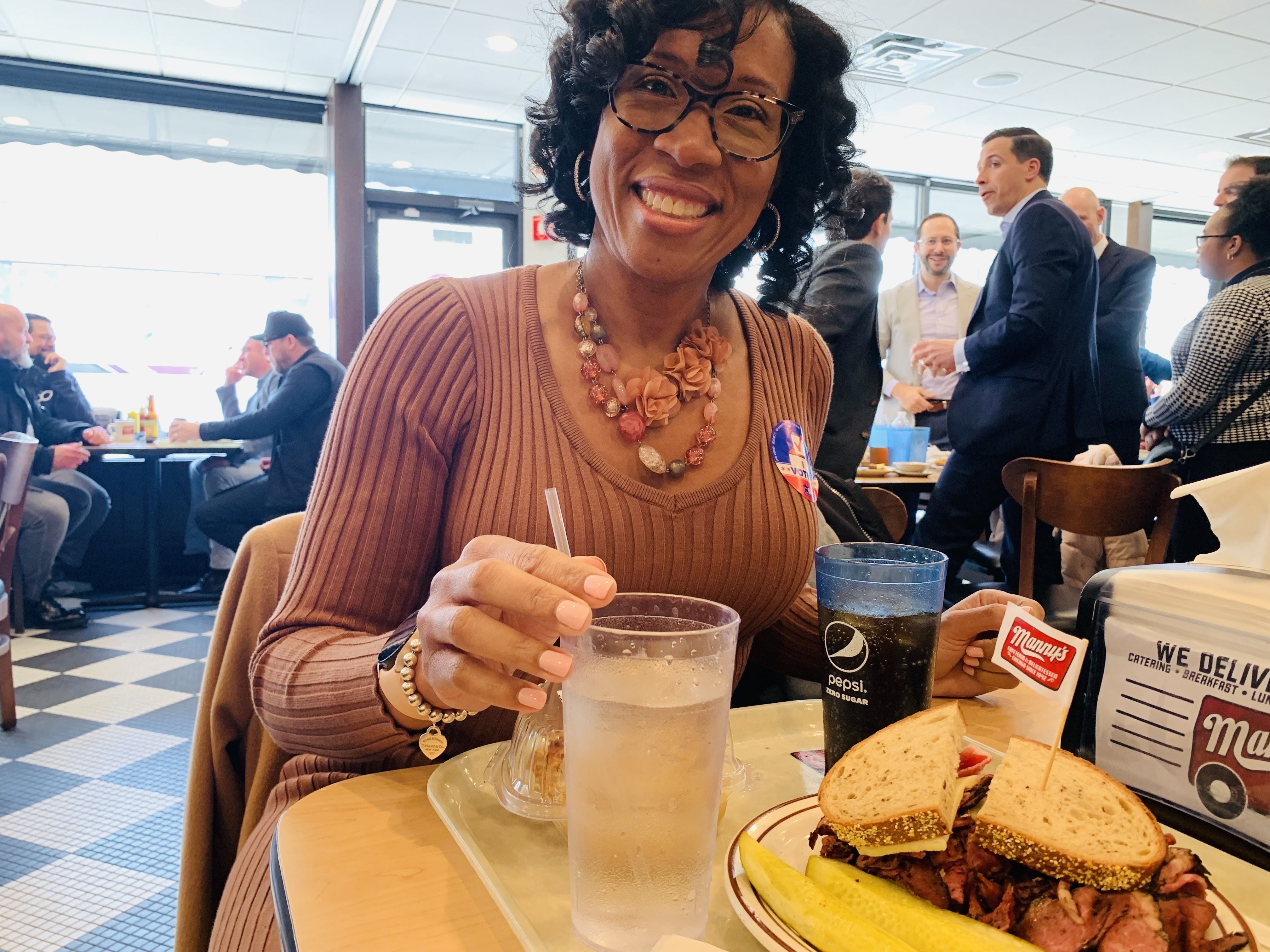 Photo of a woman eating lunch 