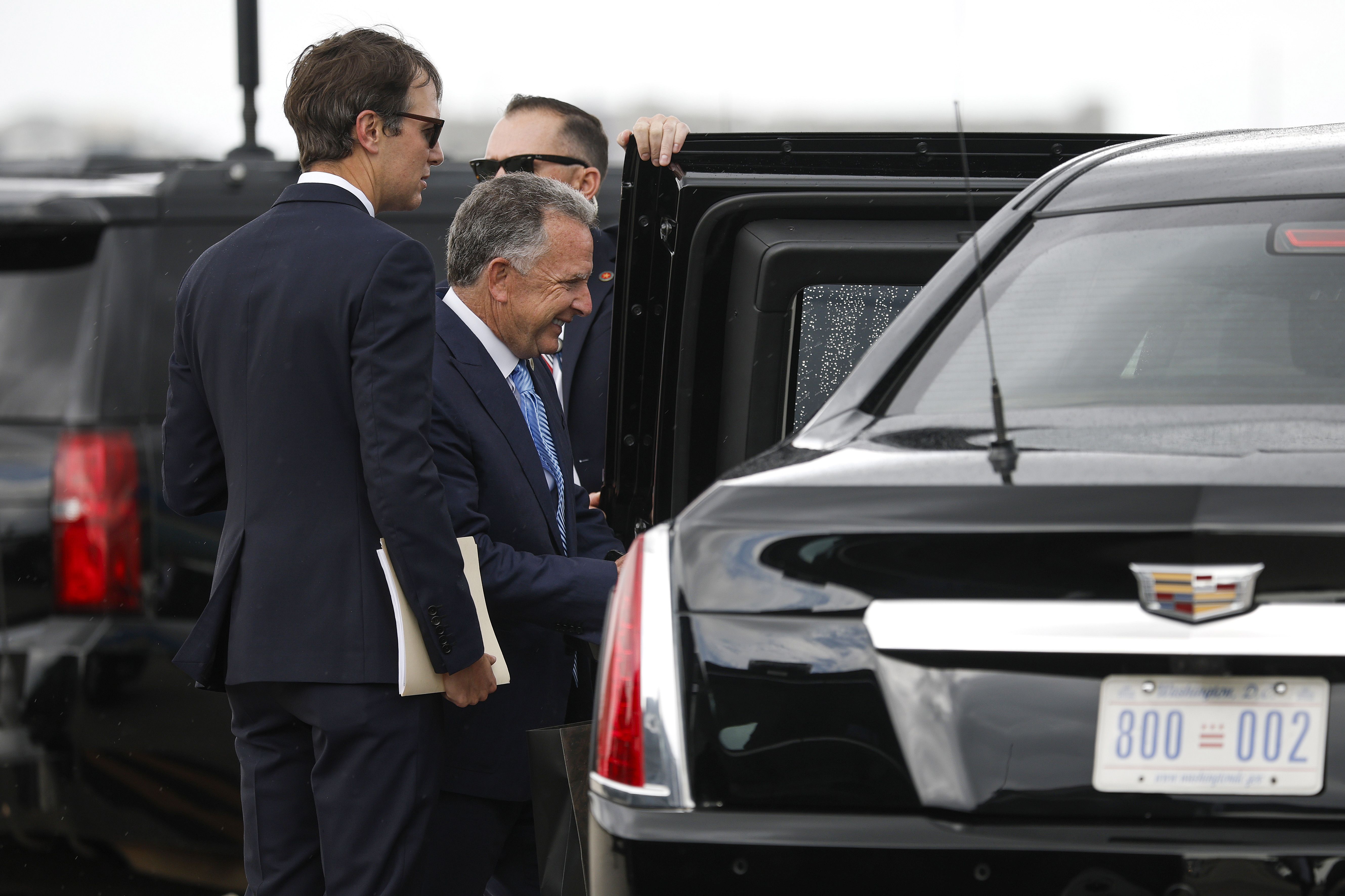 Jared Kushner (left) and Steve Witkoff at Miami International Airport for a presidential event on Nov. 5. Photo: Kevin Dietsch/Getty Images