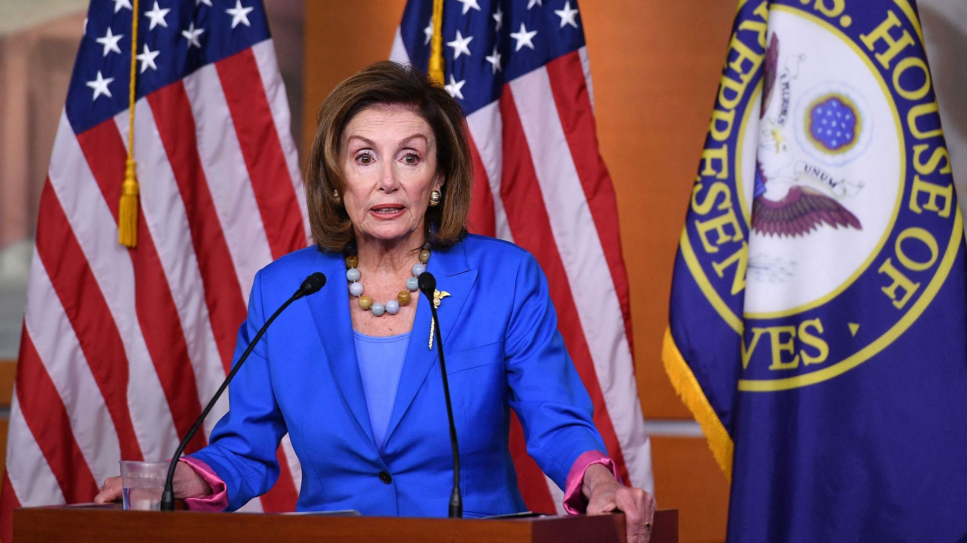 US Speaker of the House, Nancy Pelosi, Democrat of California, holds her weekly press briefing on Capitol Hill 