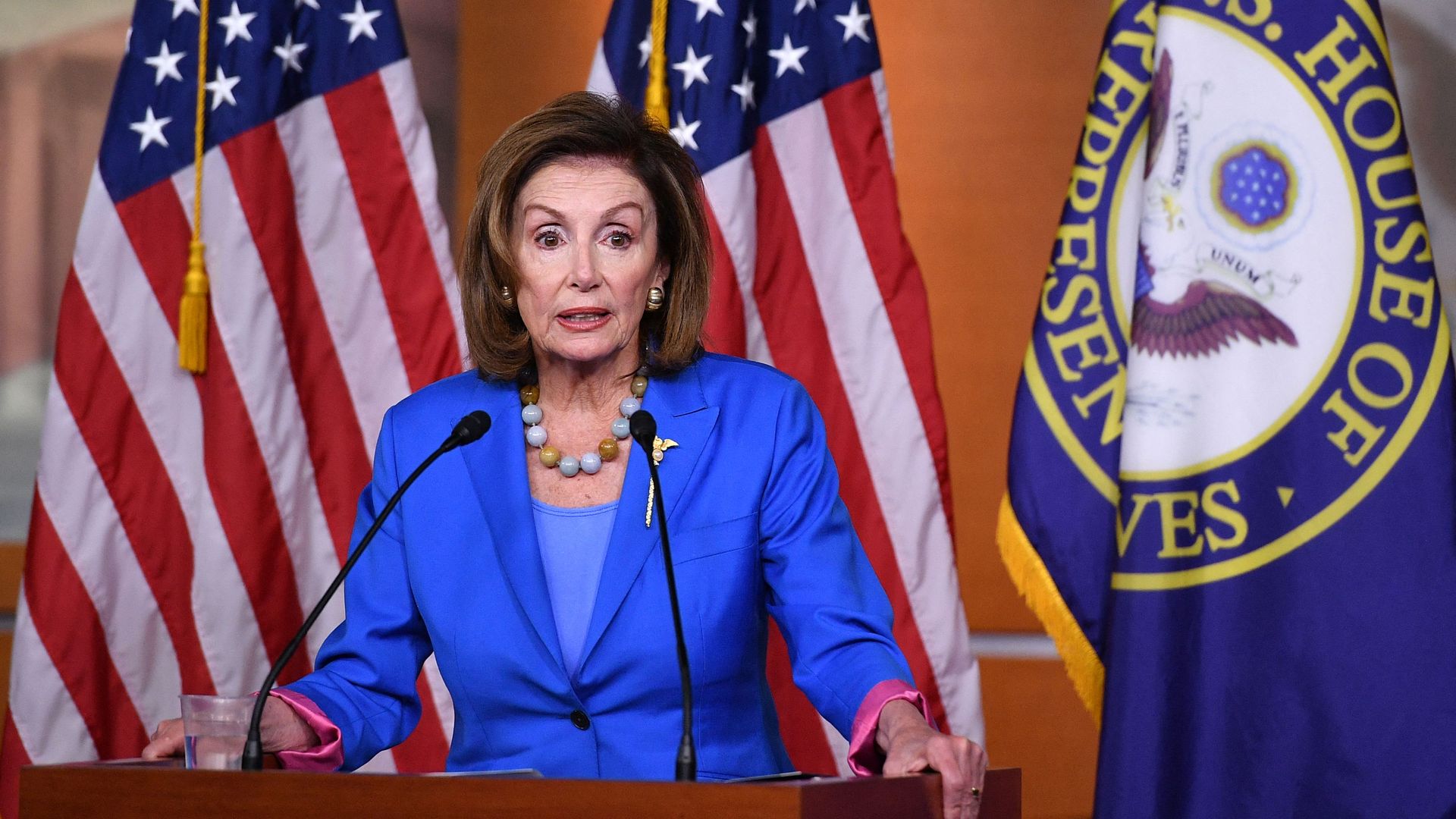 US Speaker of the House, Nancy Pelosi, Democrat of California, holds her weekly press briefing on Capitol Hill