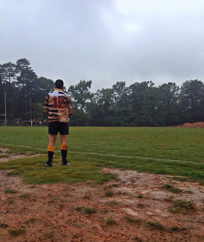 rugby in the rain
