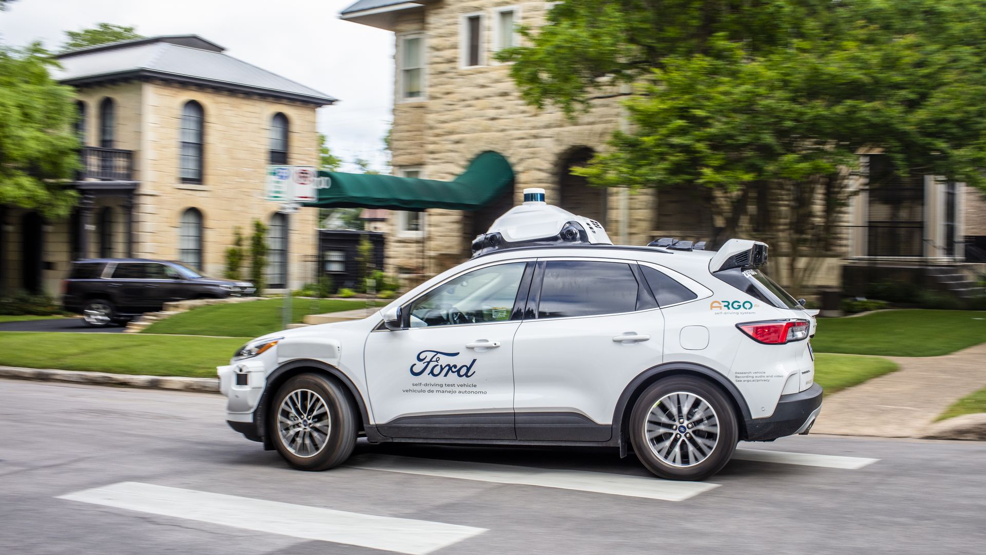 A Ford Escape equipped with Argo AI's self-driving technology