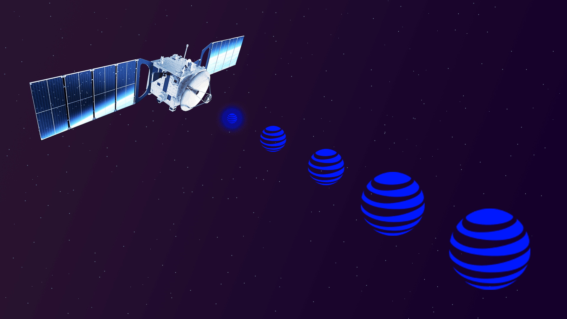 A satellite spitting out AT&T logos