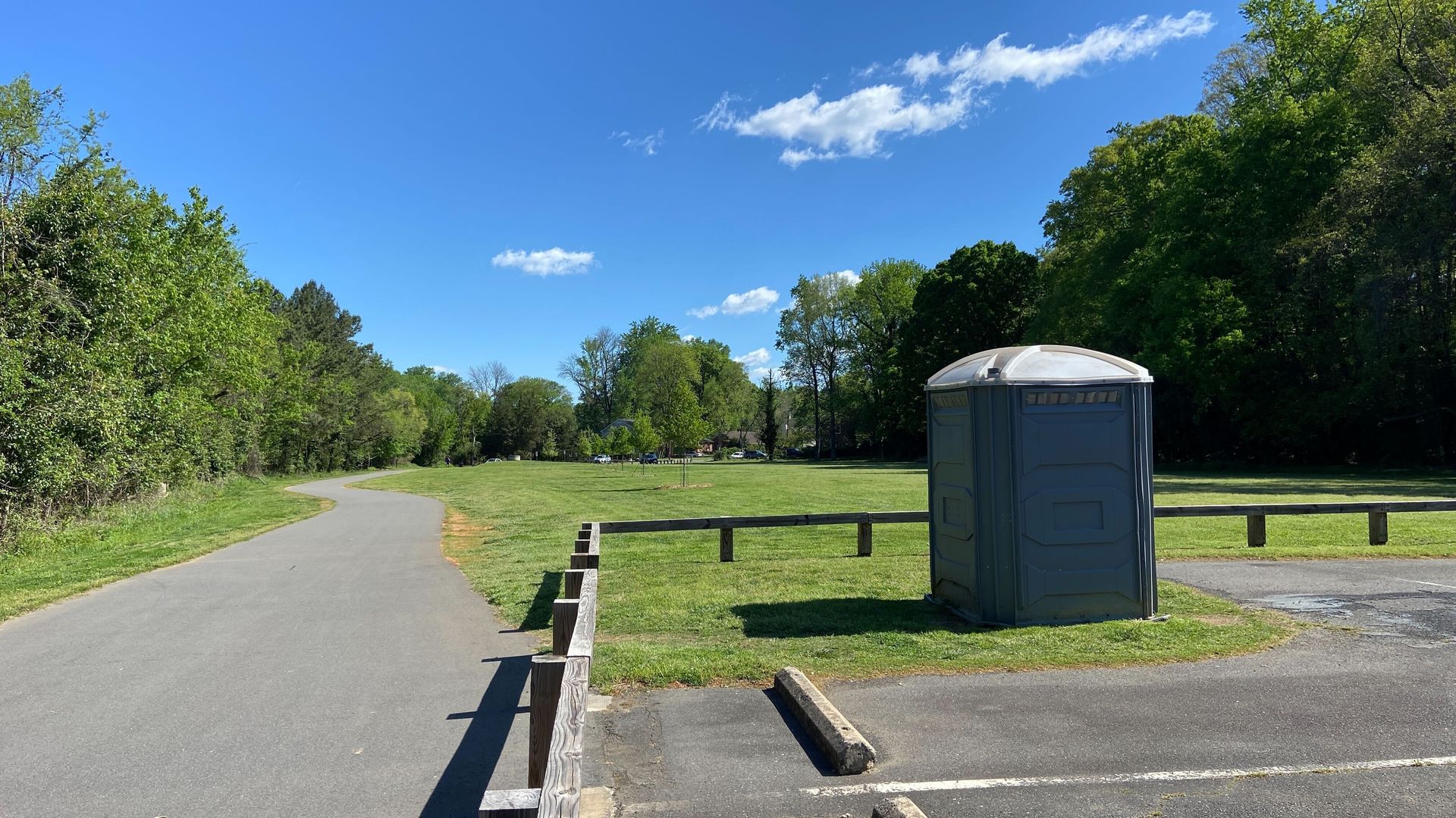 The infamous porta potty on Little Sugar Creek Greenway. 