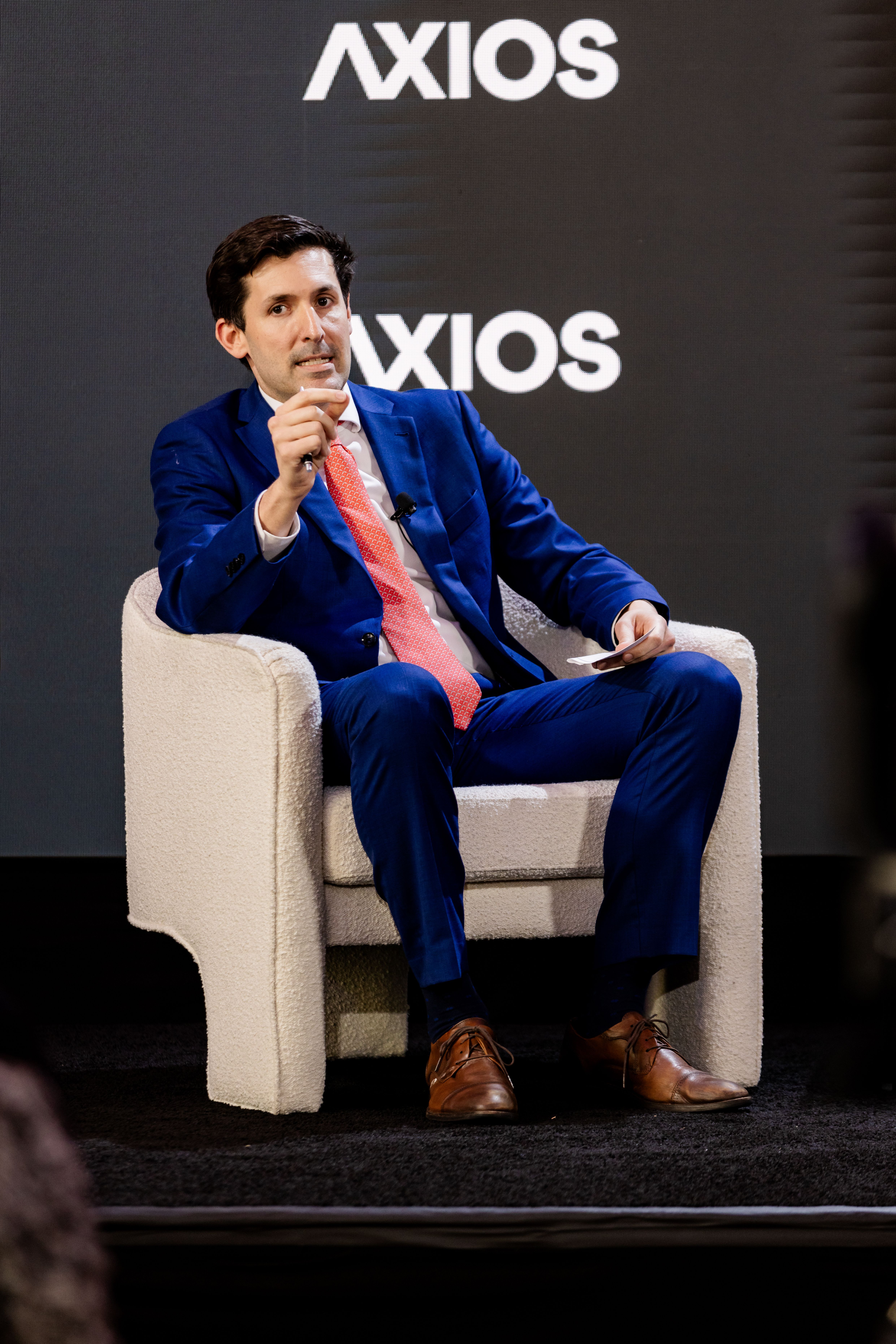 White House health adviser Calley Means talks at the Axios Future of Health Summit yesterday.