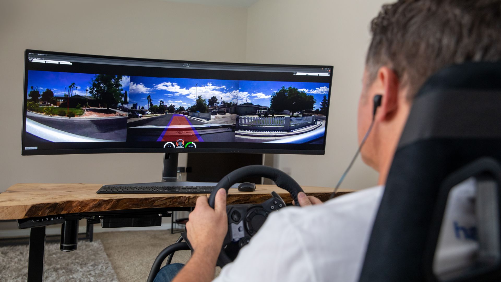 Image of a remote operator driving a car in Las Vegas.