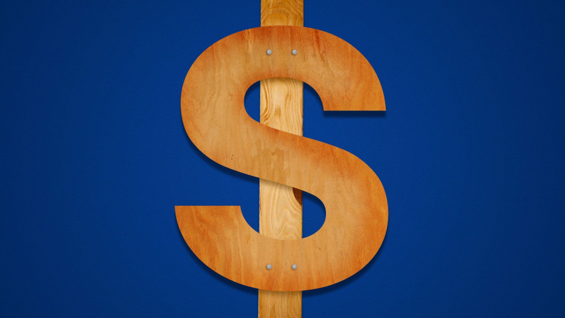 Illustration of a dollar sign made of wood