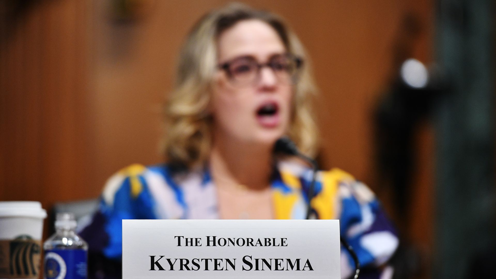 Sen. Kysten Sinema is seen speaking on Tuesday.