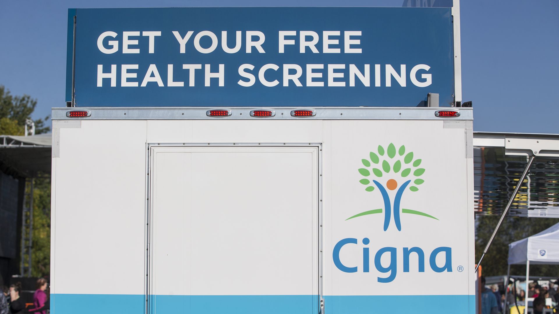A Cigna cart promoting health screenings.