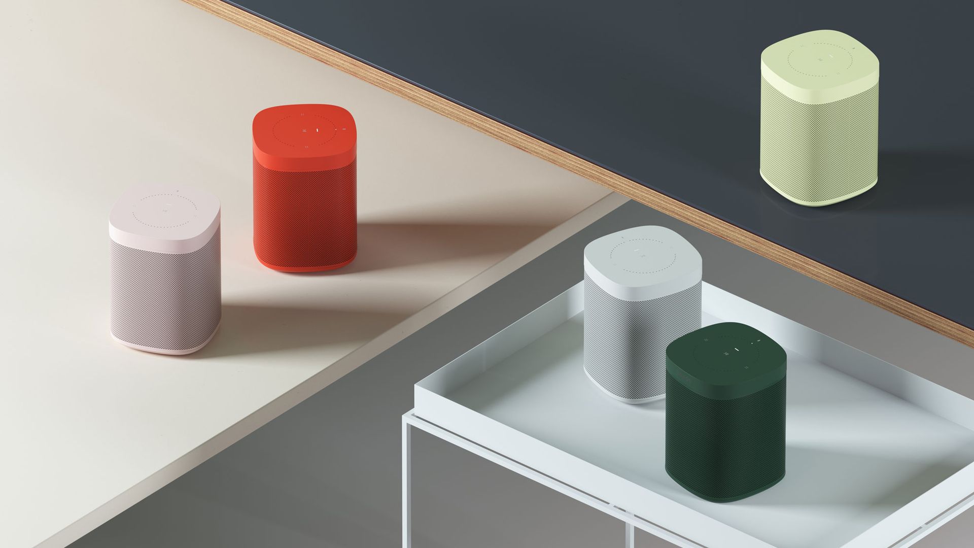 Photo of multicolored smart speakers from Sonos