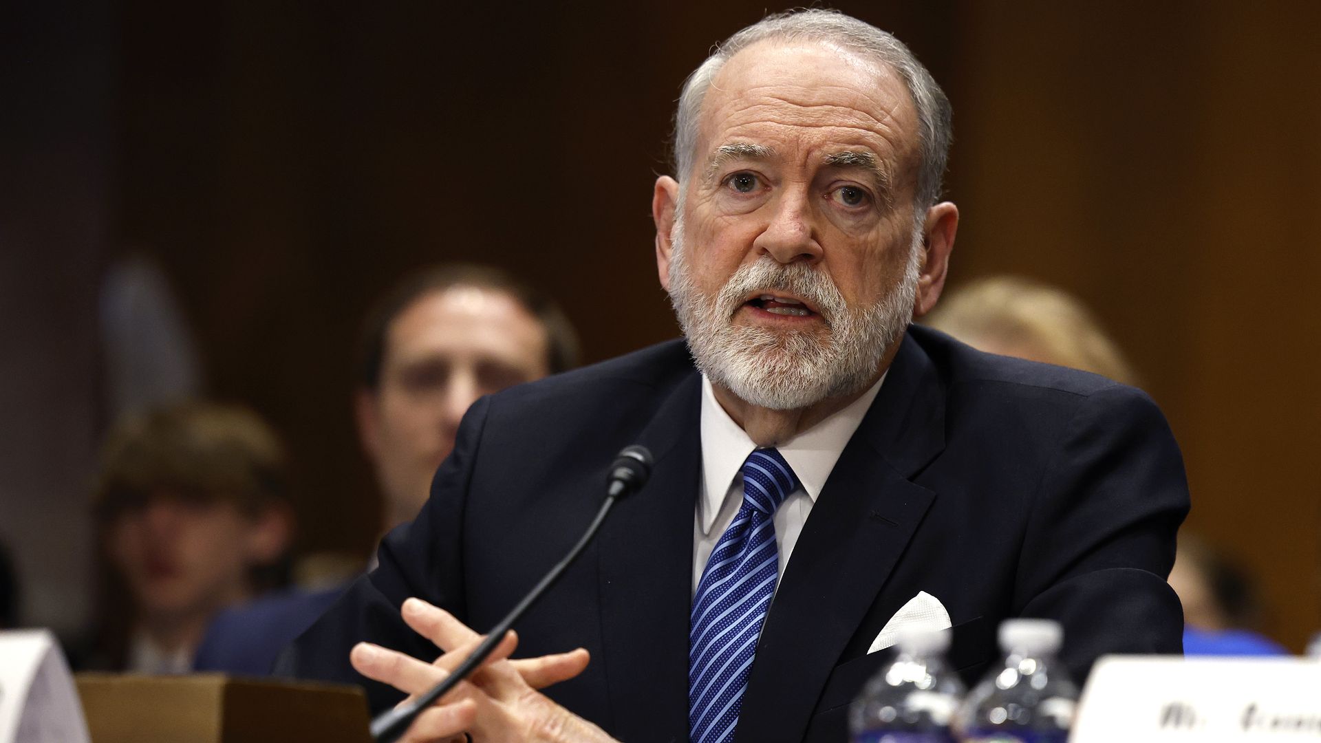 ormer Arkansas Gov. Mike Huckabee, U.S. President Donald Trump's nominee to be ambassador to Israel, testifies during his Senate Foreign Relations Committee confirmation hearing at the Dirksen Senate Office Building on March 25, 2025 in Washington, DC. Huckabee, the former governor and presidential 