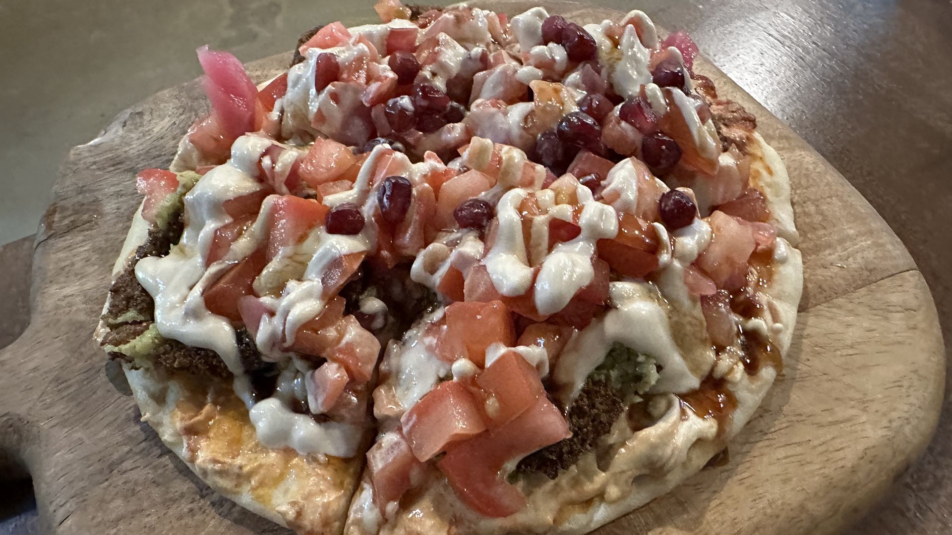 photo of falafel pizza