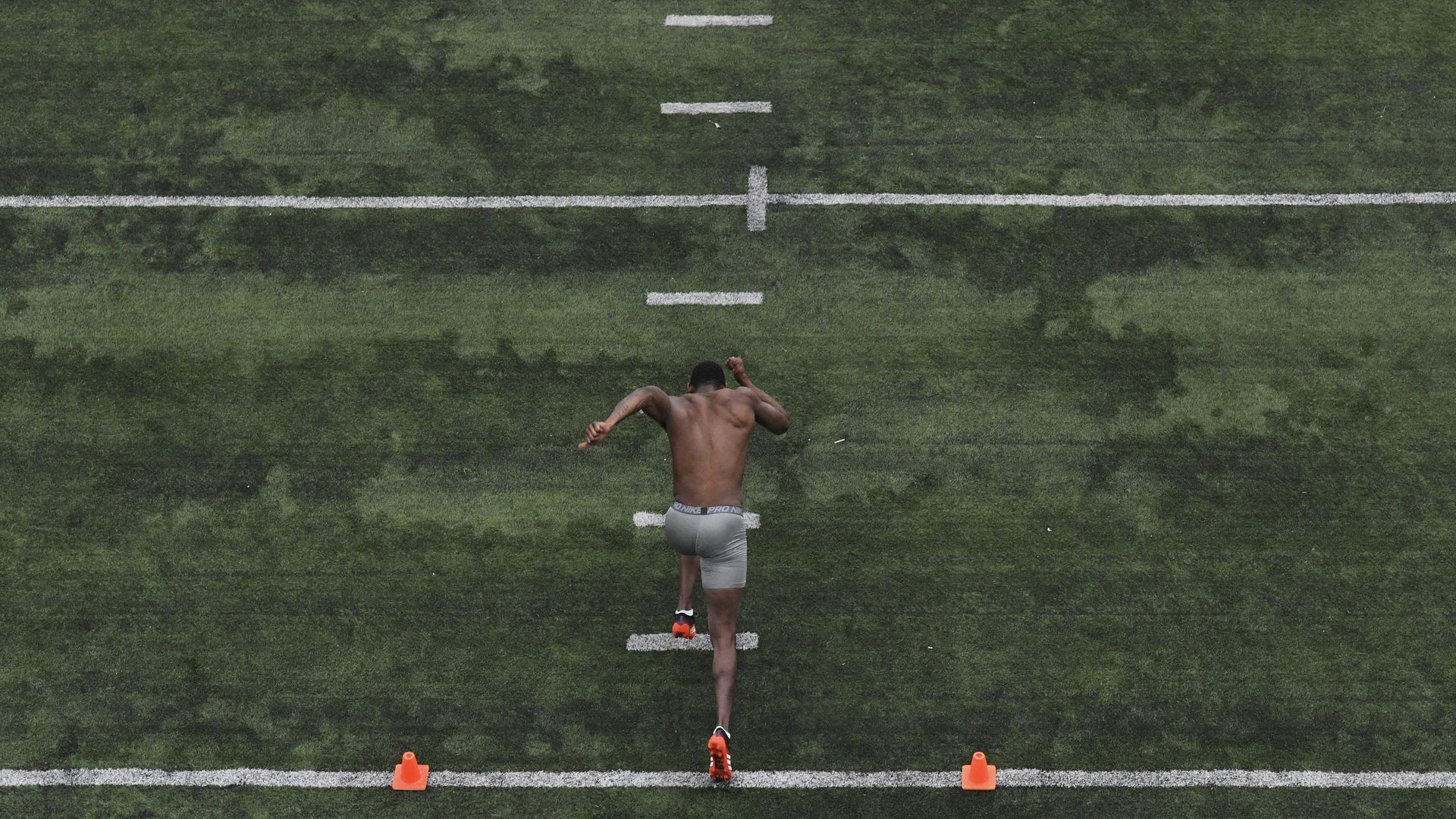 A player running on a football field