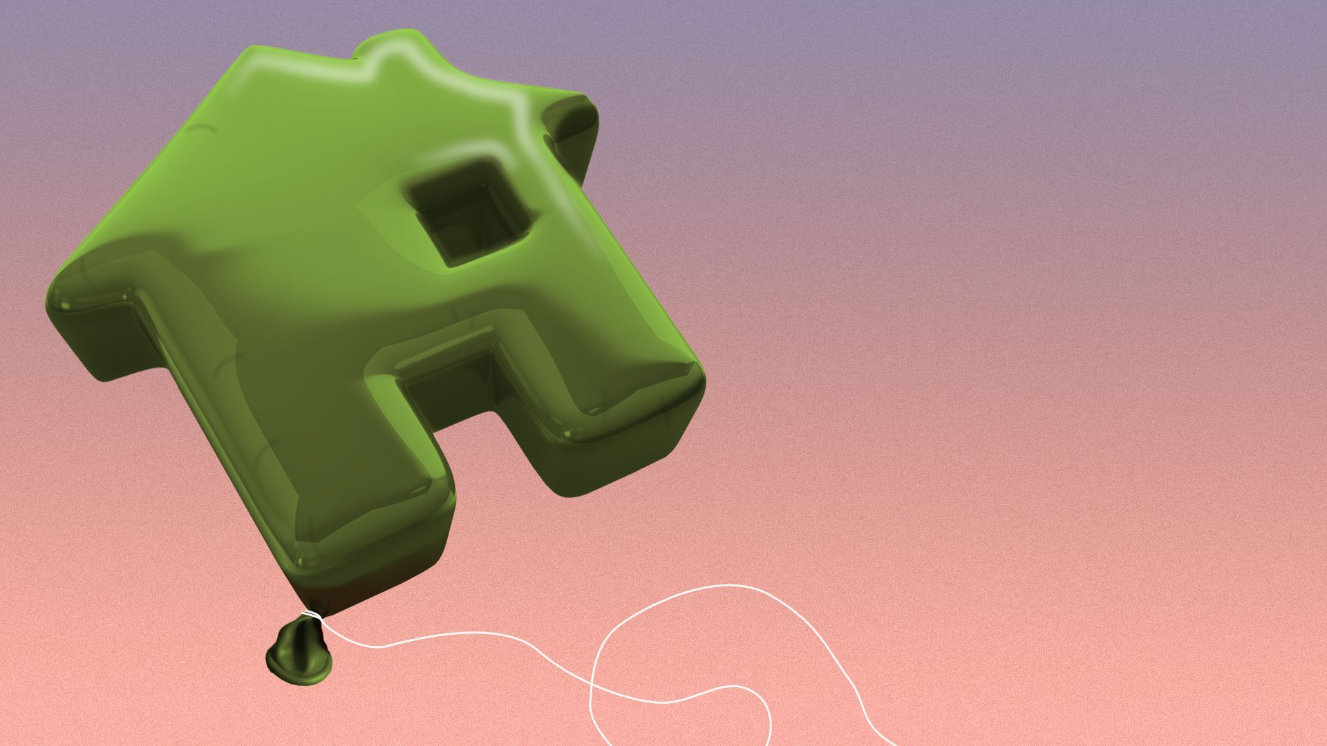 Illustration of a floating balloon shaped like a house