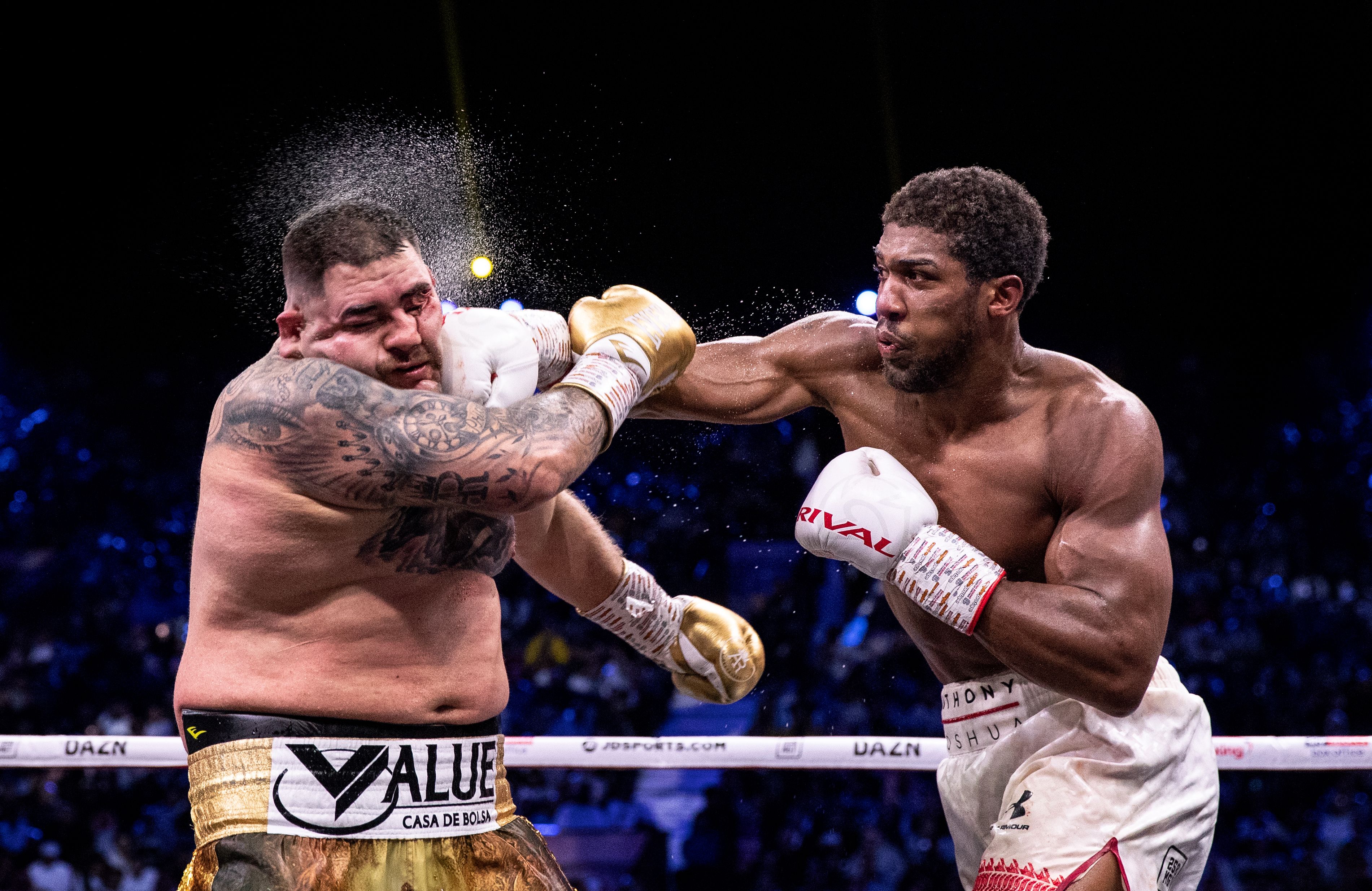 Anthony Joshua punches Andy Ruiz Jr.