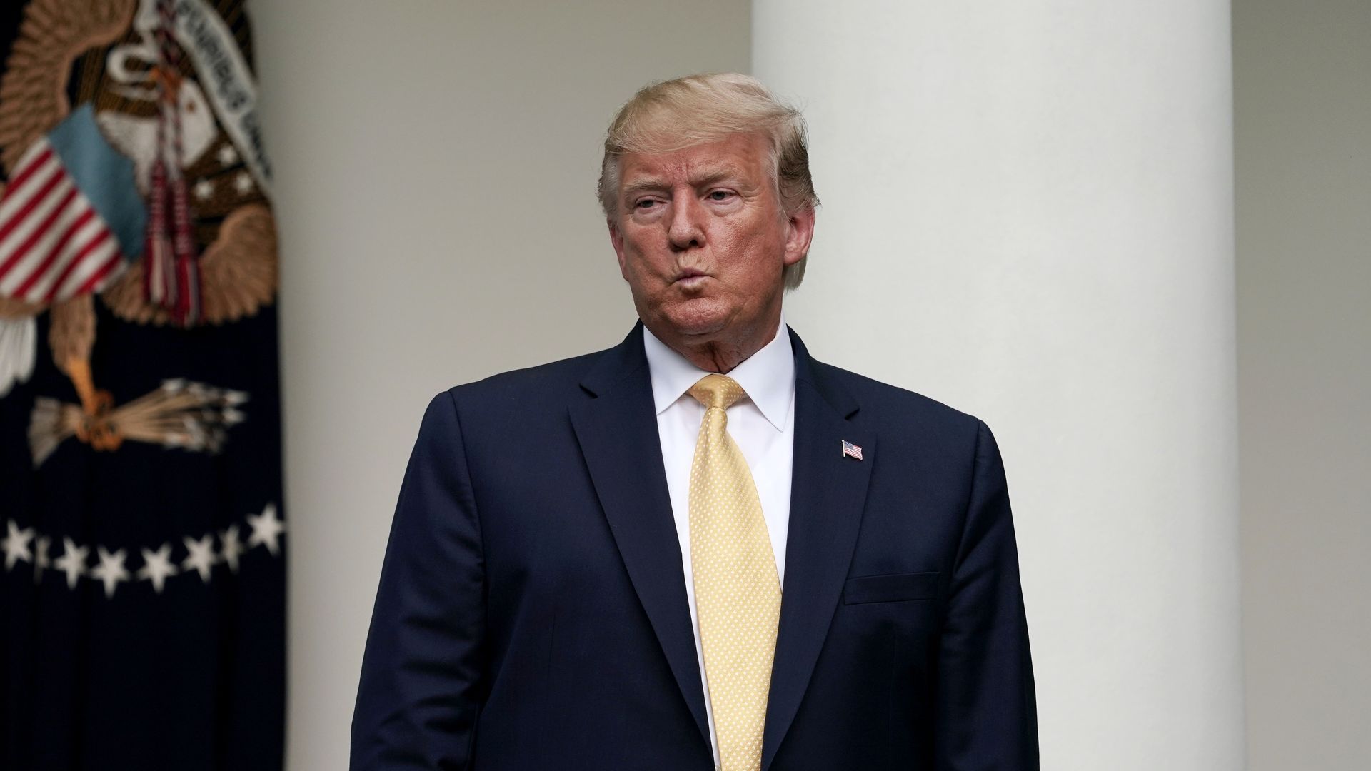 President Donald Trump attends a press conference on the census in the Rose Garden of the White House on July 11, 2019 in Washington, DC.