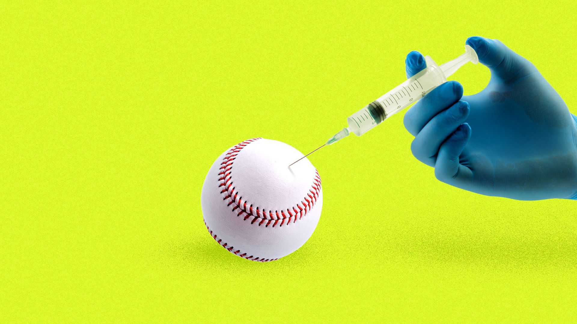 Illustration of a baseball being injected with a serum.
