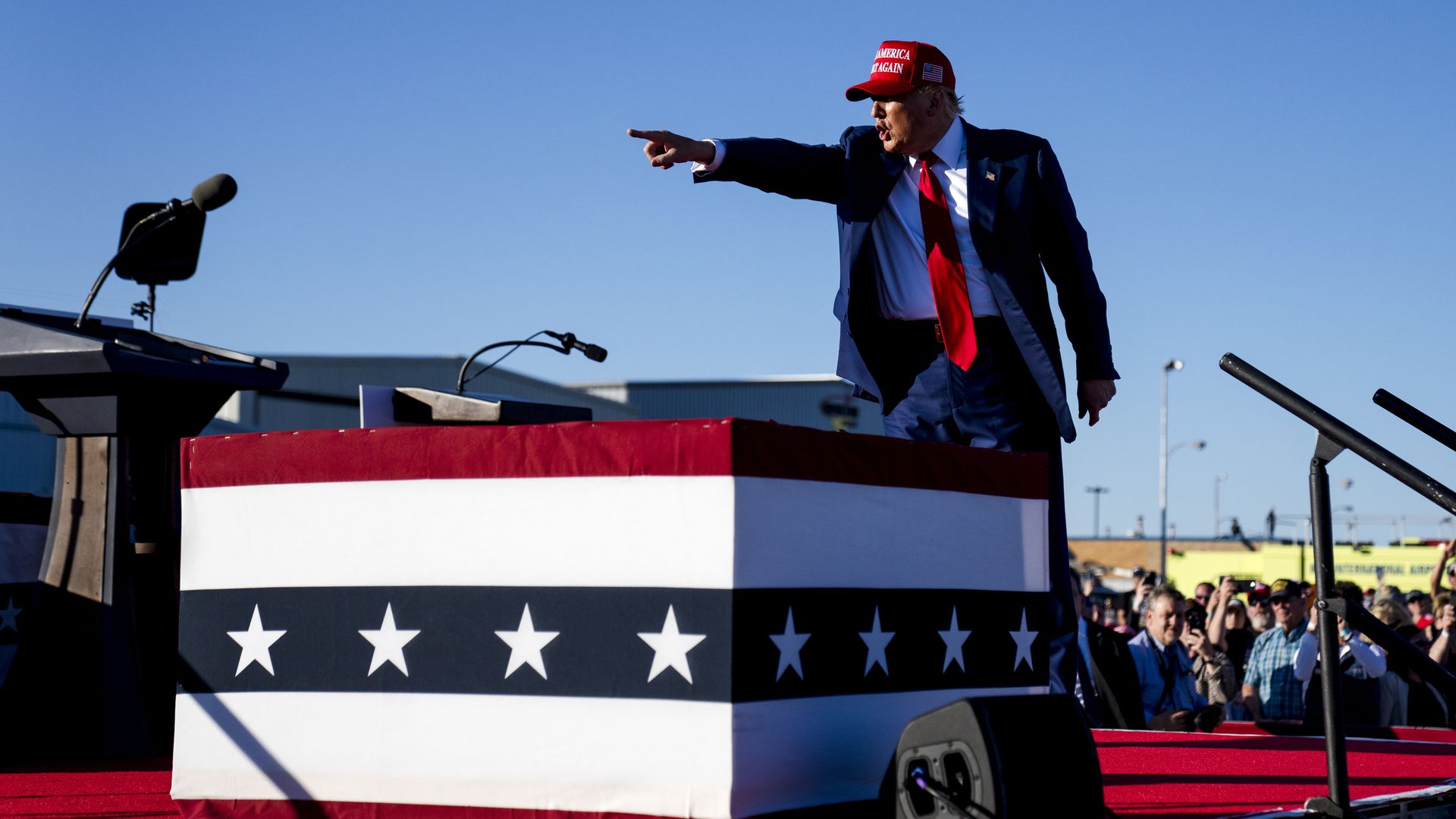 Former President Trump at a rally in Freeland, Michigan, last week.