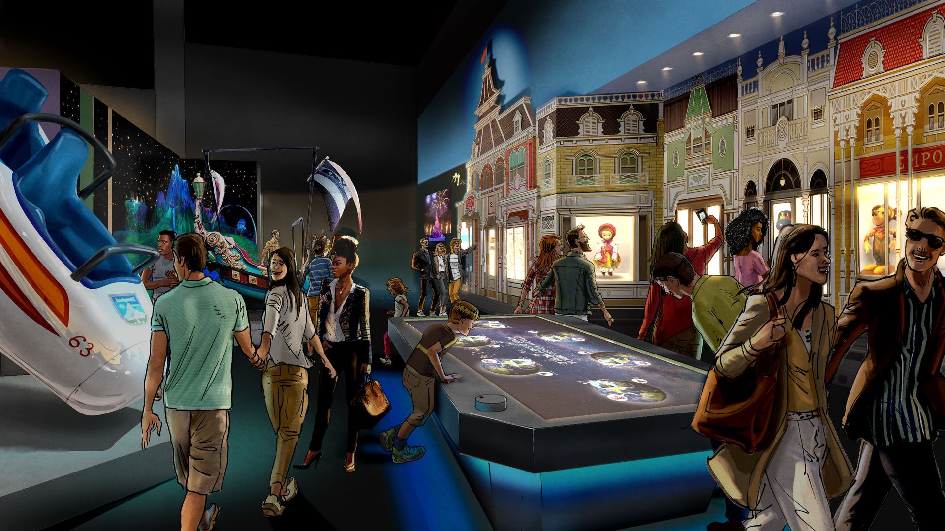 A rendering of an exhibit at the Disney100 exhibition at the Franklin Institute