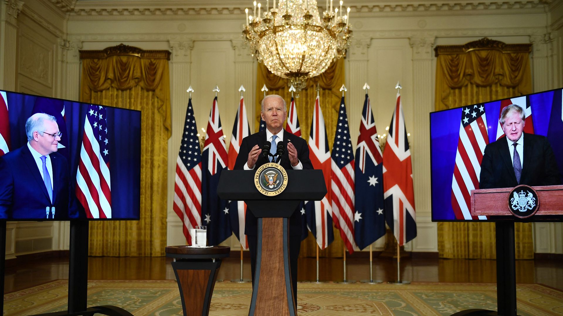 Biden with Scott Morrison and Boris Johnson