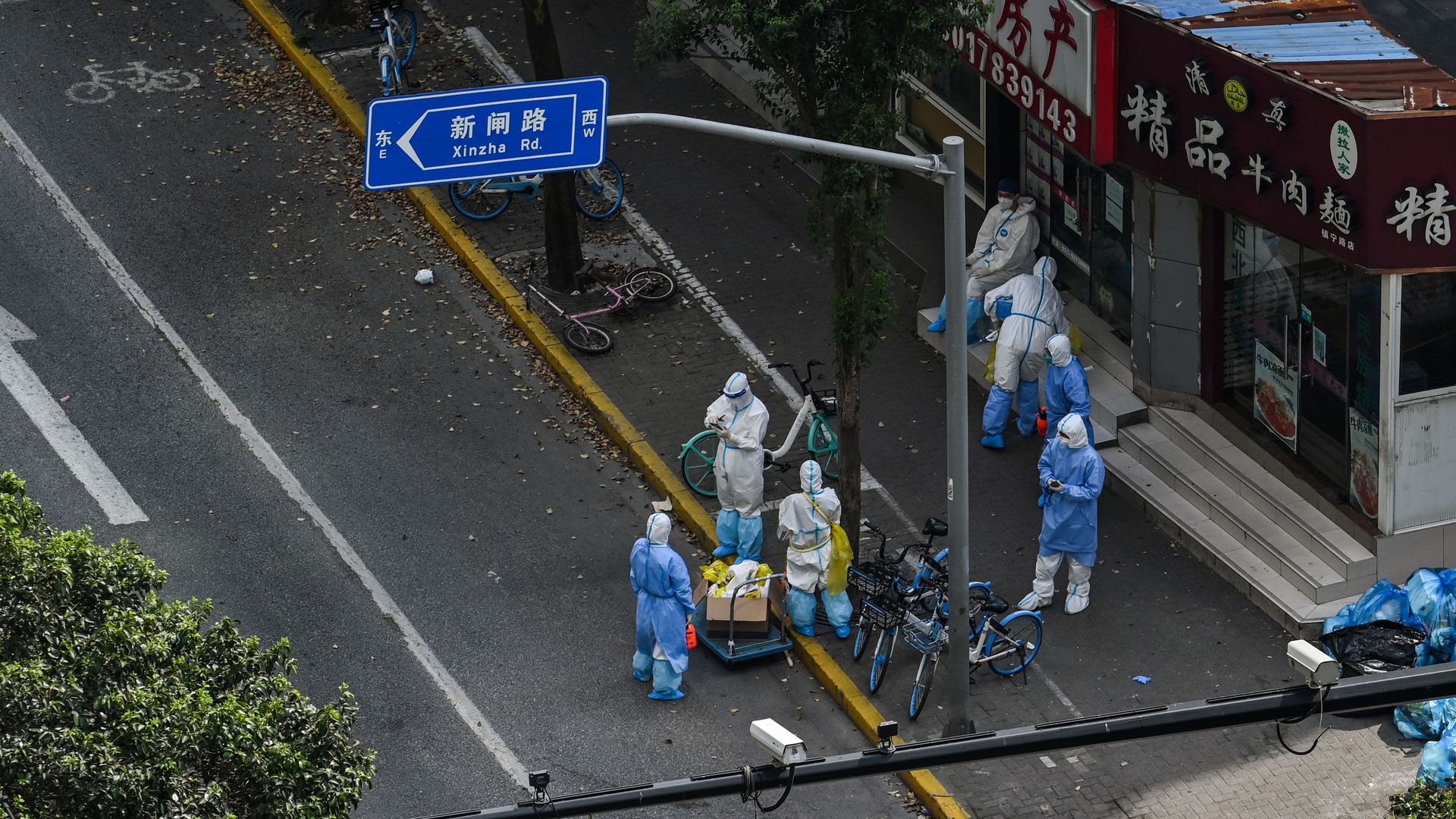 Picture of health workers in Shanghai wearing PPE