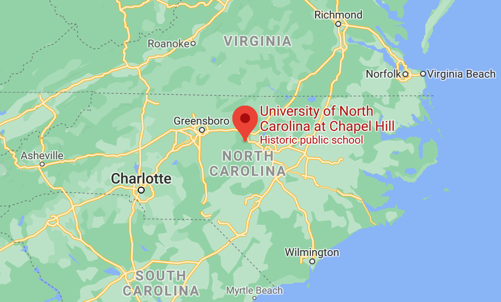 google maps screenshot of unc campus