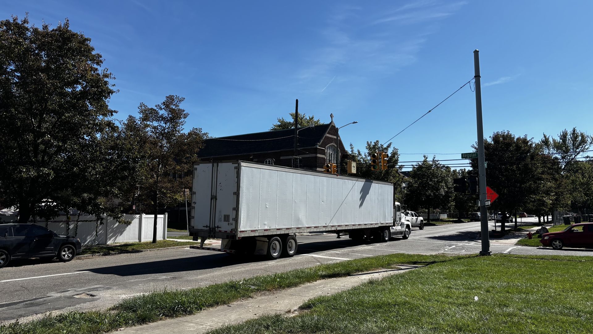 A truck driving on Livernois Avenue yesterday in Southwest Detroit.