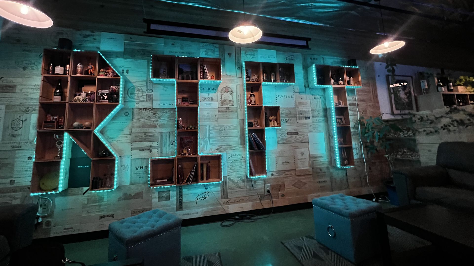 Book cases that spell "RIFT."