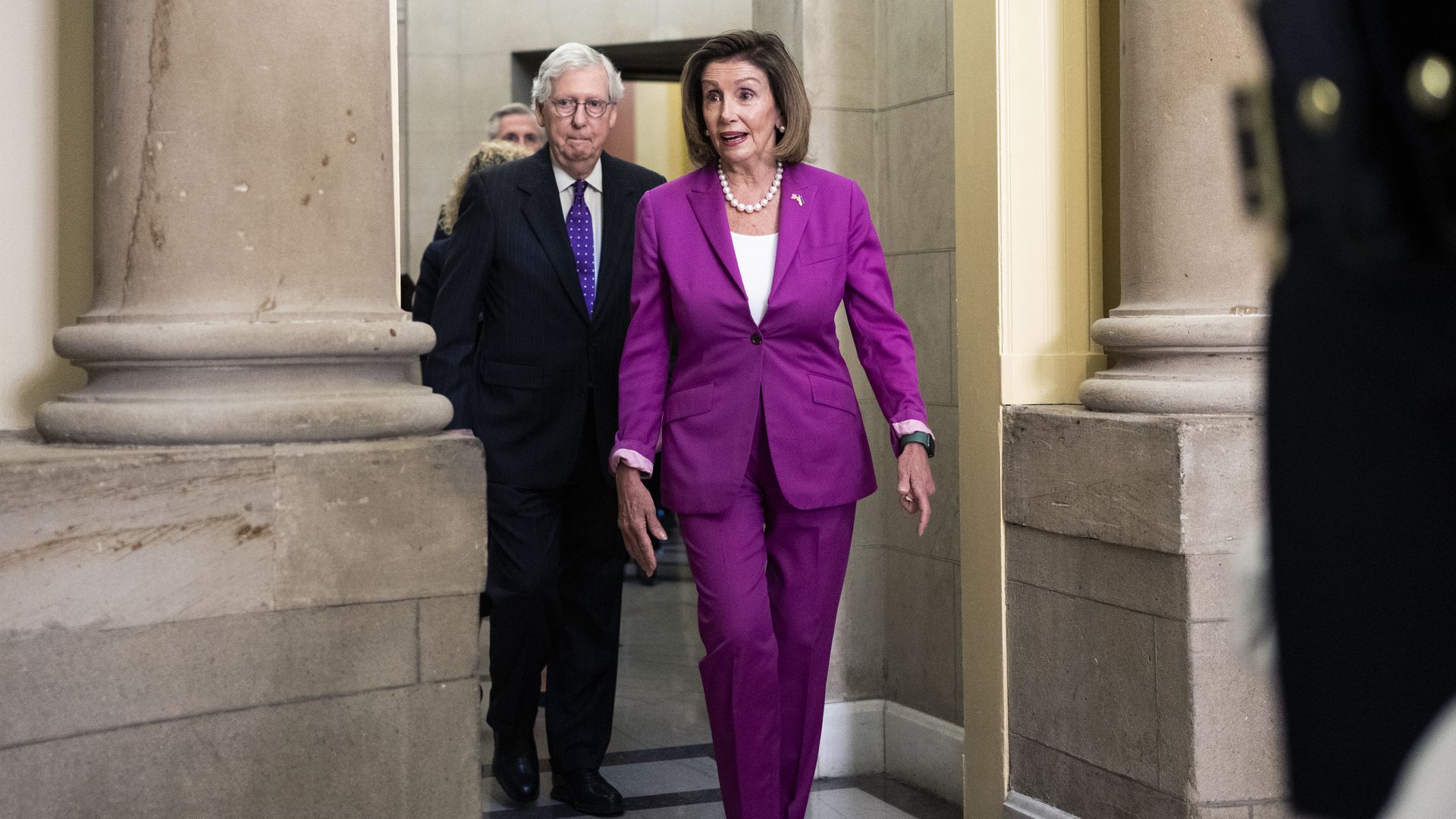 Speaker of the House Nancy Pelosi (D-Calif.) and Senate Minority Leader Mitch McConnell (R-Ky.) in the U.S. Capitol in July 2022.