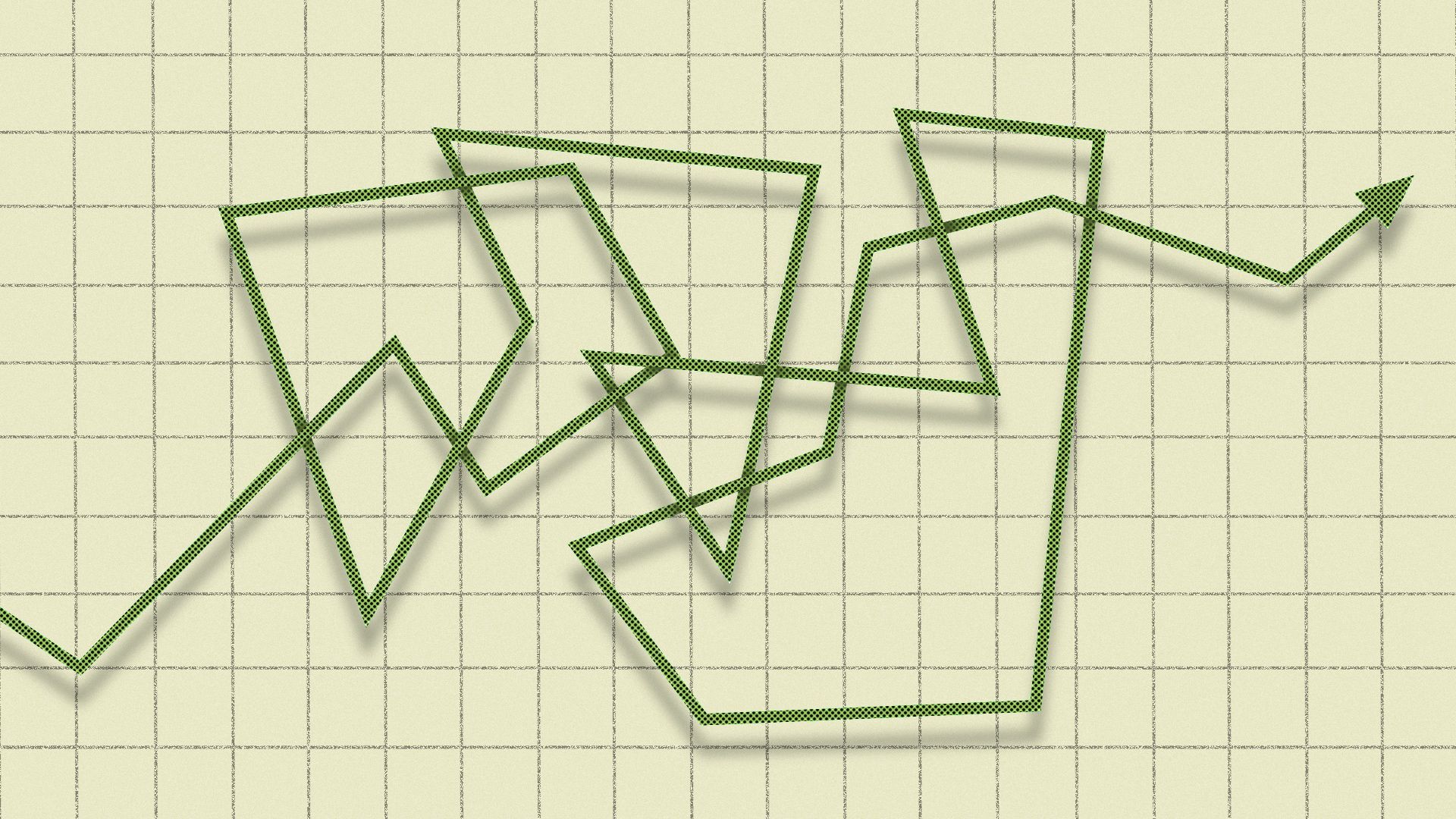 Illustration of a crazy, chaotic, market line. 