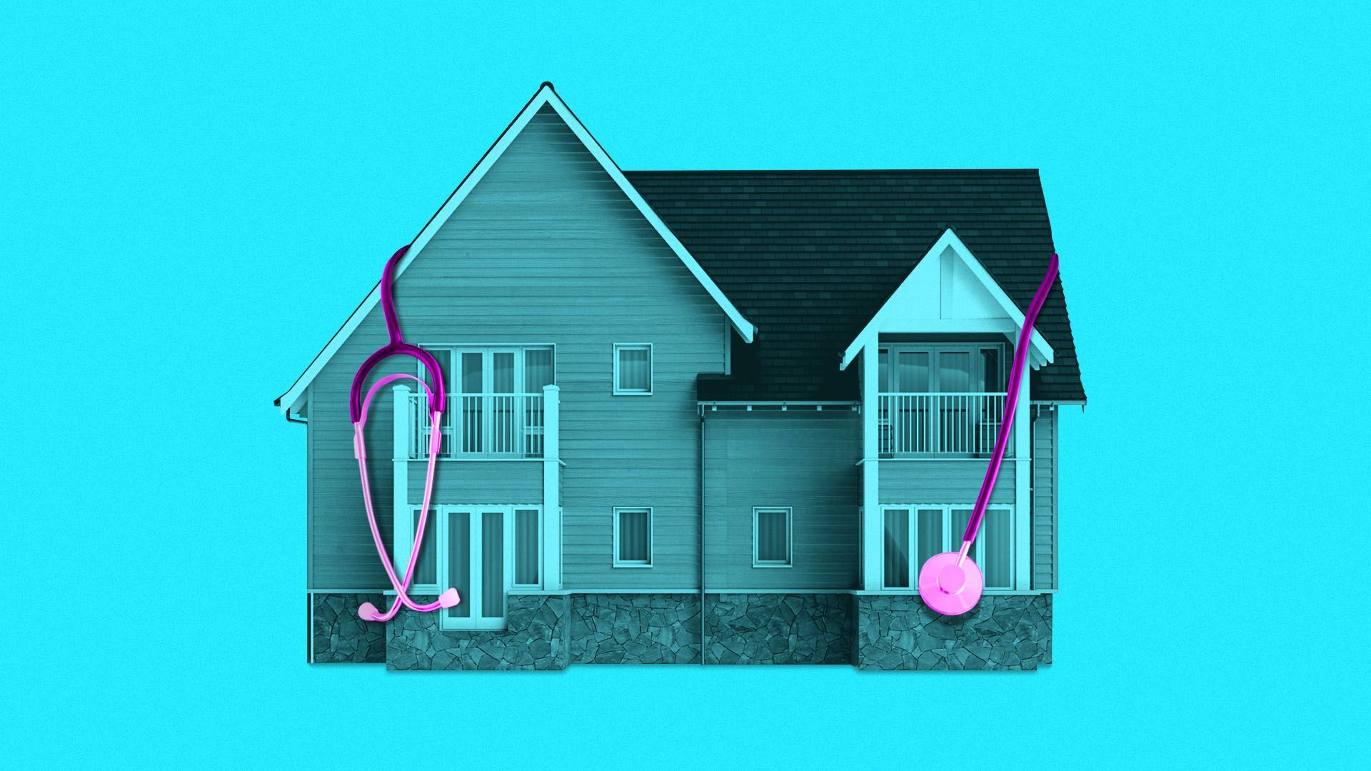 Illustration of a house wearing a stethoscope