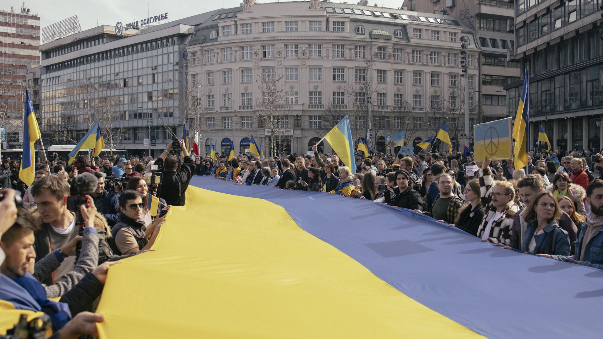 A demonstration in support of Ukraine in Belgrade, Serbia, on Feb. 24. 